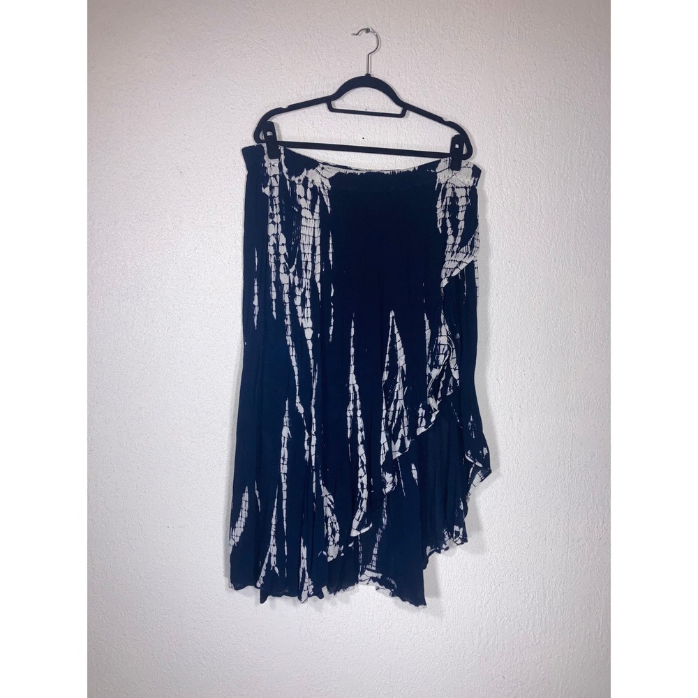 Earthbound Trading Co Navy White Tie Dye Handkerchief Hem Fairy Skirt Womens XXL